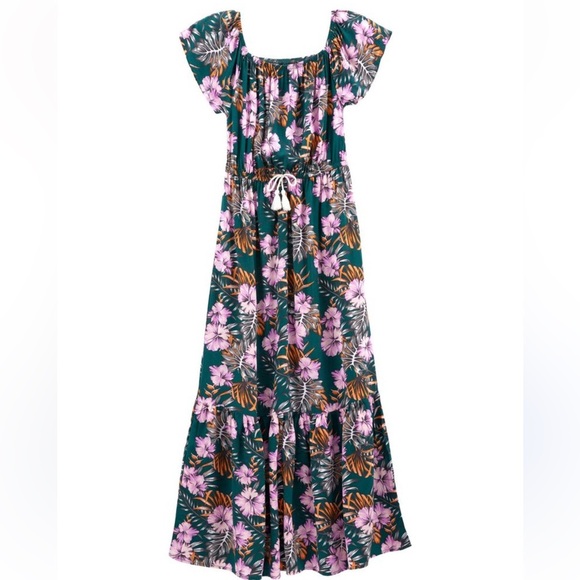 Carter's Green with Pink and Orange Tropical Hawaiian Print Sundress Size 6/6X - Picture 1 of 8